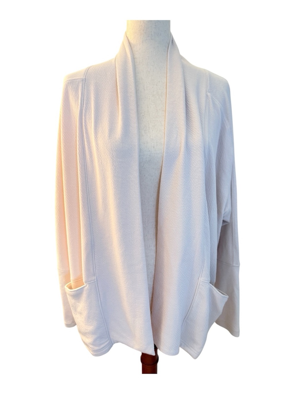Prana Open Front Cardigan Cream Ivory Size L Pockets